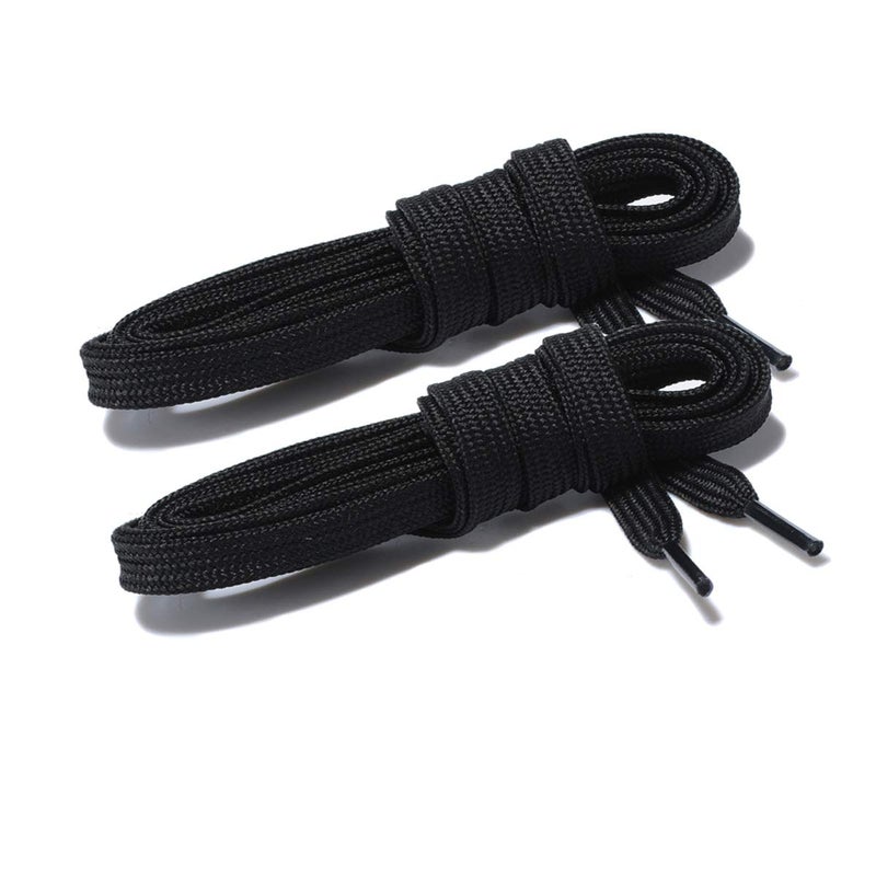 Curtual Wide Flat Athletic Shoelaces with Wide Shoelaces Flat Shoe Laces [2 Pairs] [6 Color][8 Size] for Sneakers and Shoes (72" inches (183 cm), Black) - Image 1